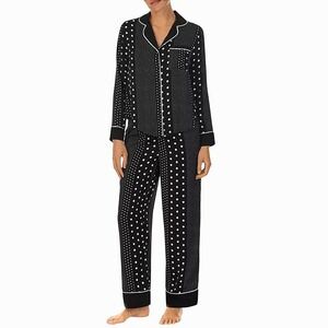 Kate Spade New York Womens Black White Dot Print Pajama Set Size Small